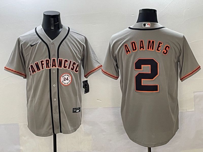Men San Francisco Giants 2 Adames Grey Game Nike 2025 MLB Jersey style 38